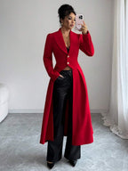 Margaret Cinched Waist Front Slit Maxi Coat - view 5