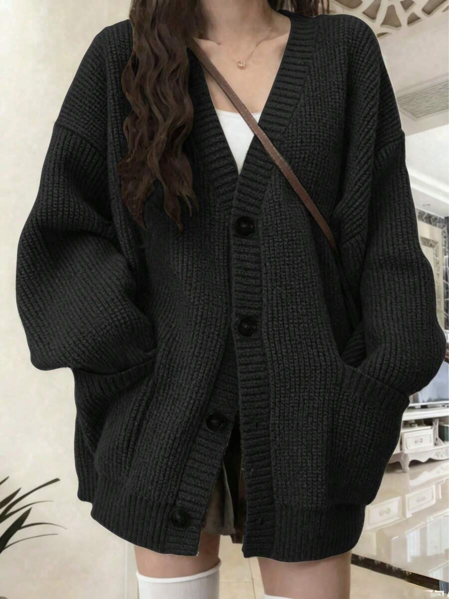 Women's Fashionable Knitted Cardigan Sweater For Autumn/Winter, [Size Runs Large, Please Order One Size Down] Casual Brown Fall oaklynwear