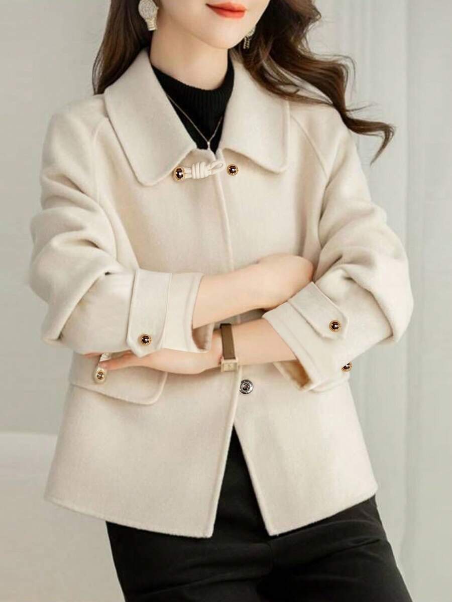 Gemma | Toggle Button Collared Tweed Jacket, Elegant Korean Style Coat oaklynwear