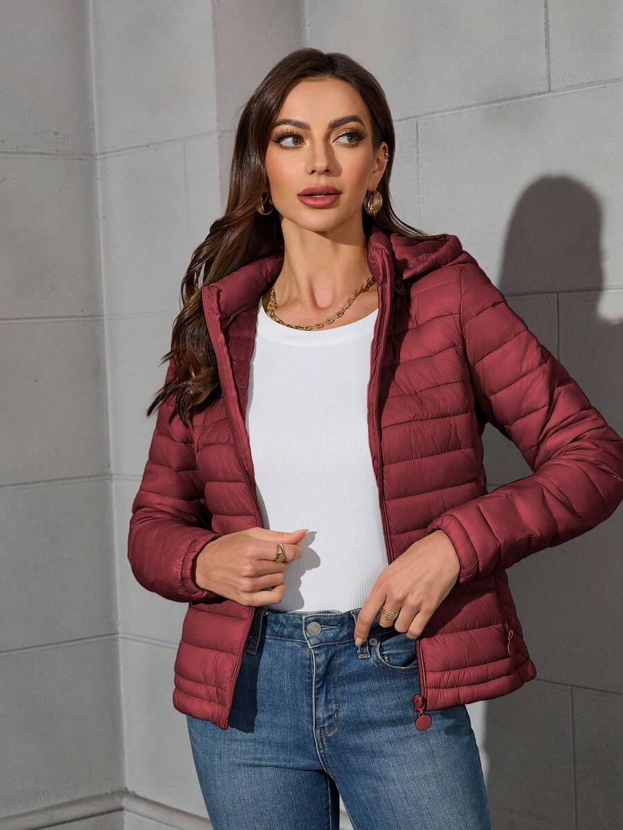Risissida Women's Minimalist Outdoor Jacket, Suitable For Autumn, With Hood And Pockets, Suitable For Commuting And Casual Wear, Women's Winter Coat Elegant oaklynwear