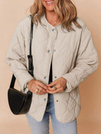 Women's Quilted Button-Up Lightweight Jacket With Pockets, Thickened Outerwear Suitable For Autumn/Winter oaklynwear
