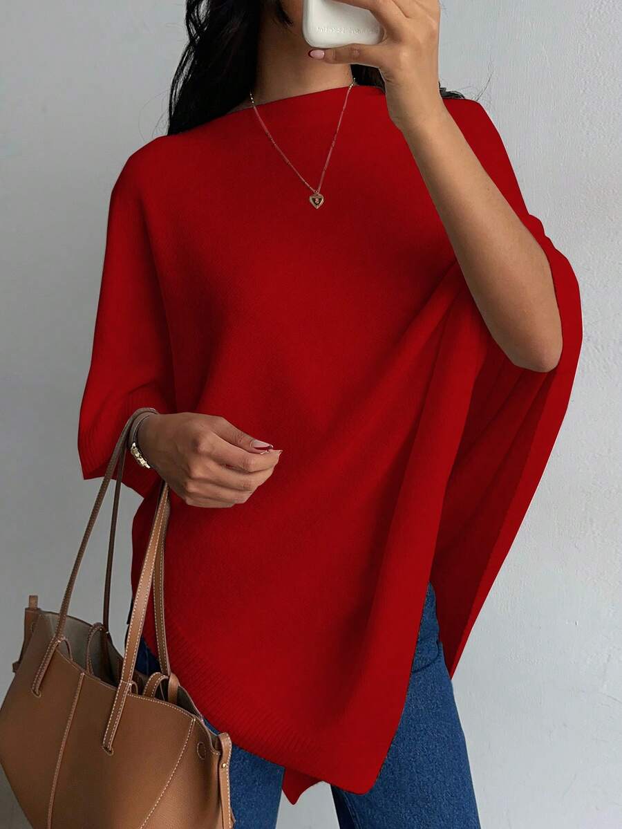 Women's Autumn/Winter Minimalist Comfortable Poncho Top, Elegant Graceful Fashion Loose Knit Poncho Top Fall oaklynwear