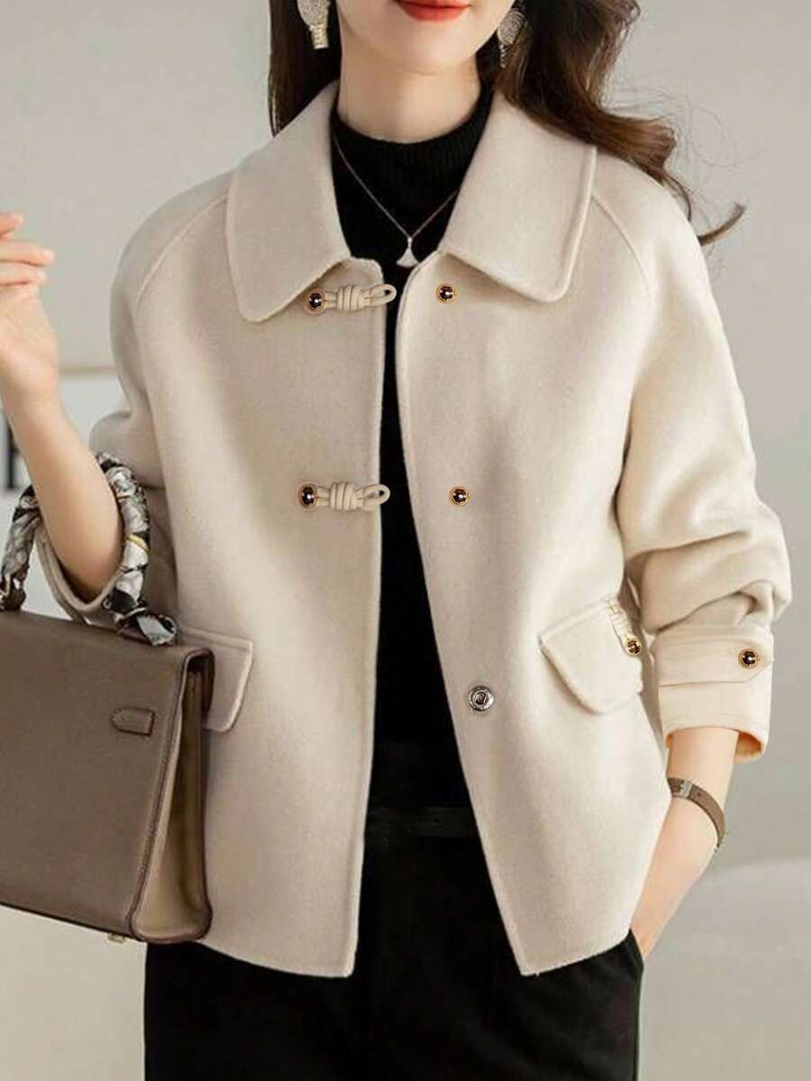 Gemma | Toggle Button Collared Tweed Jacket, Elegant Korean Style Coat oaklynwear