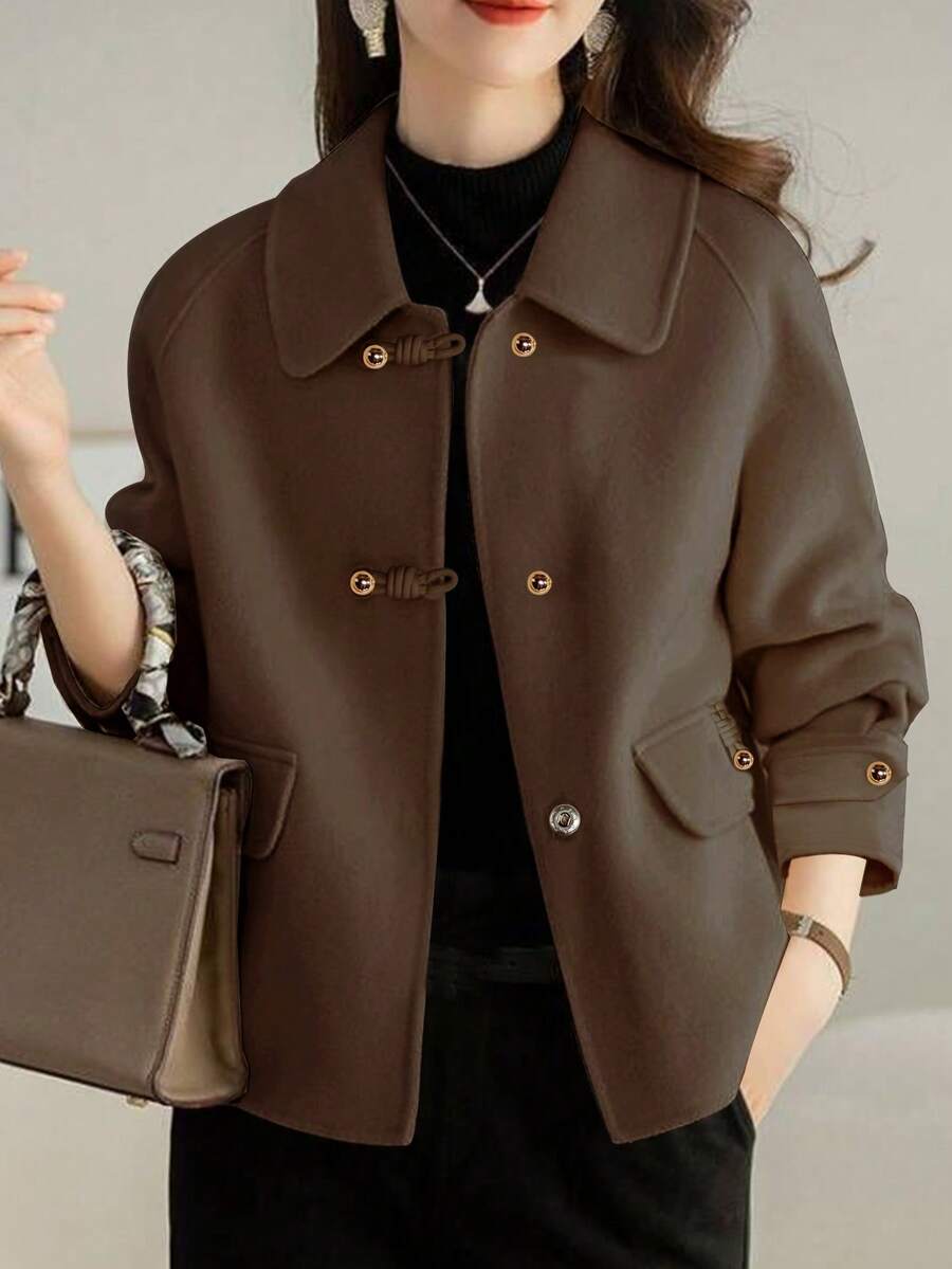 Gemma | Toggle Button Collared Tweed Jacket, Elegant Korean Style Coat oaklynwear