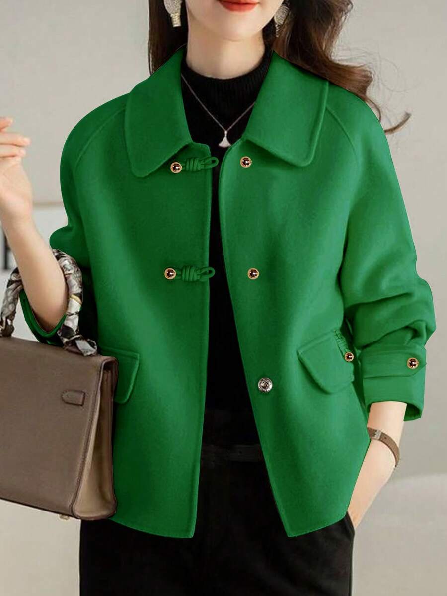 Gemma | Toggle Button Collared Tweed Jacket, Elegant Korean Style Coat oaklynwear