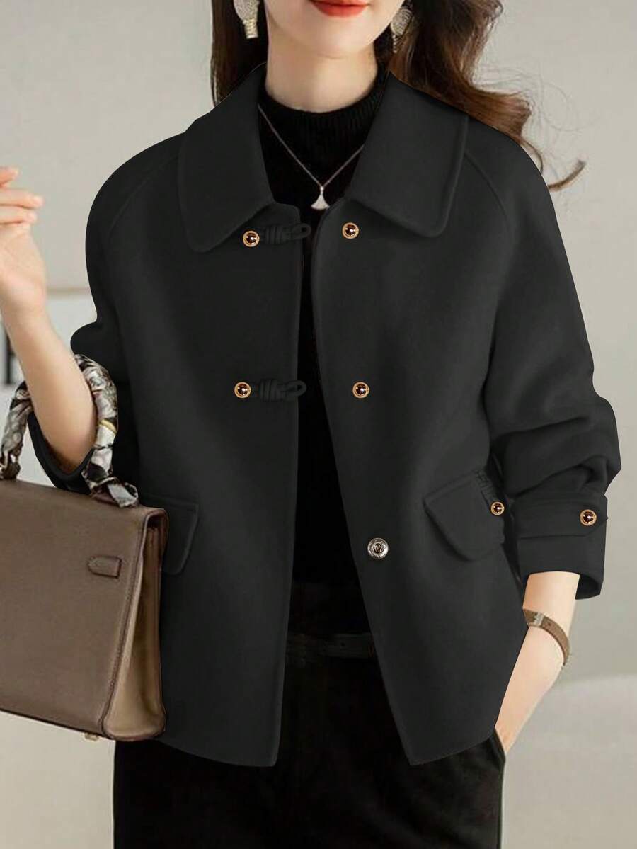 Gemma | Toggle Button Collared Tweed Jacket, Elegant Korean Style Coat oaklynwear