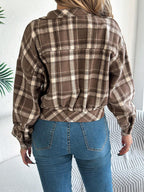 Imani | Plaid Cropped Jacket with Lantern Sleeves, Vintage Streetwear Coat oaklynwear