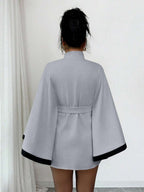 Elsie | Belted Poncho Cape Coat with Flare Sleeves, Elegant Flared Overcoat oaklynwear