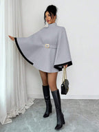 Elsie | Belted Poncho Cape Coat with Flare Sleeves, Elegant Flared Overcoat oaklynwear