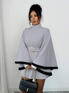 Elsie | Belted Poncho Cape Coat with Flare Sleeves, Elegant Flared Overcoat oaklynwear
