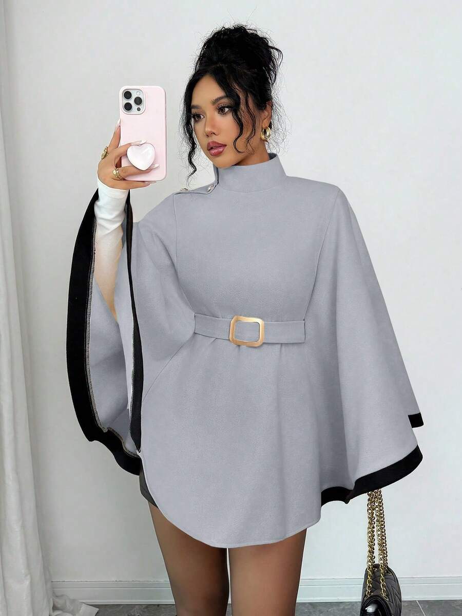 Elsie | Belted Poncho Cape Coat with Flare Sleeves, Elegant Flared Overcoat oaklynwear