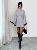 Elsie | Belted Poncho Cape Coat with Flare Sleeves, Elegant Flared Overcoat oaklynwear