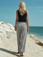 Marina | Striped Wide-Leg Pants Vest Set oaklynwear