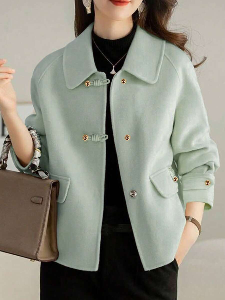 Gemma | Toggle Button Collared Tweed Jacket, Elegant Korean Style Coat oaklynwear