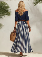 Nautica | Striped Chiffon Skirt Top Set oaklynwear