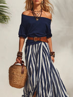 Nautica | Striped Chiffon Skirt Top Set oaklynwear