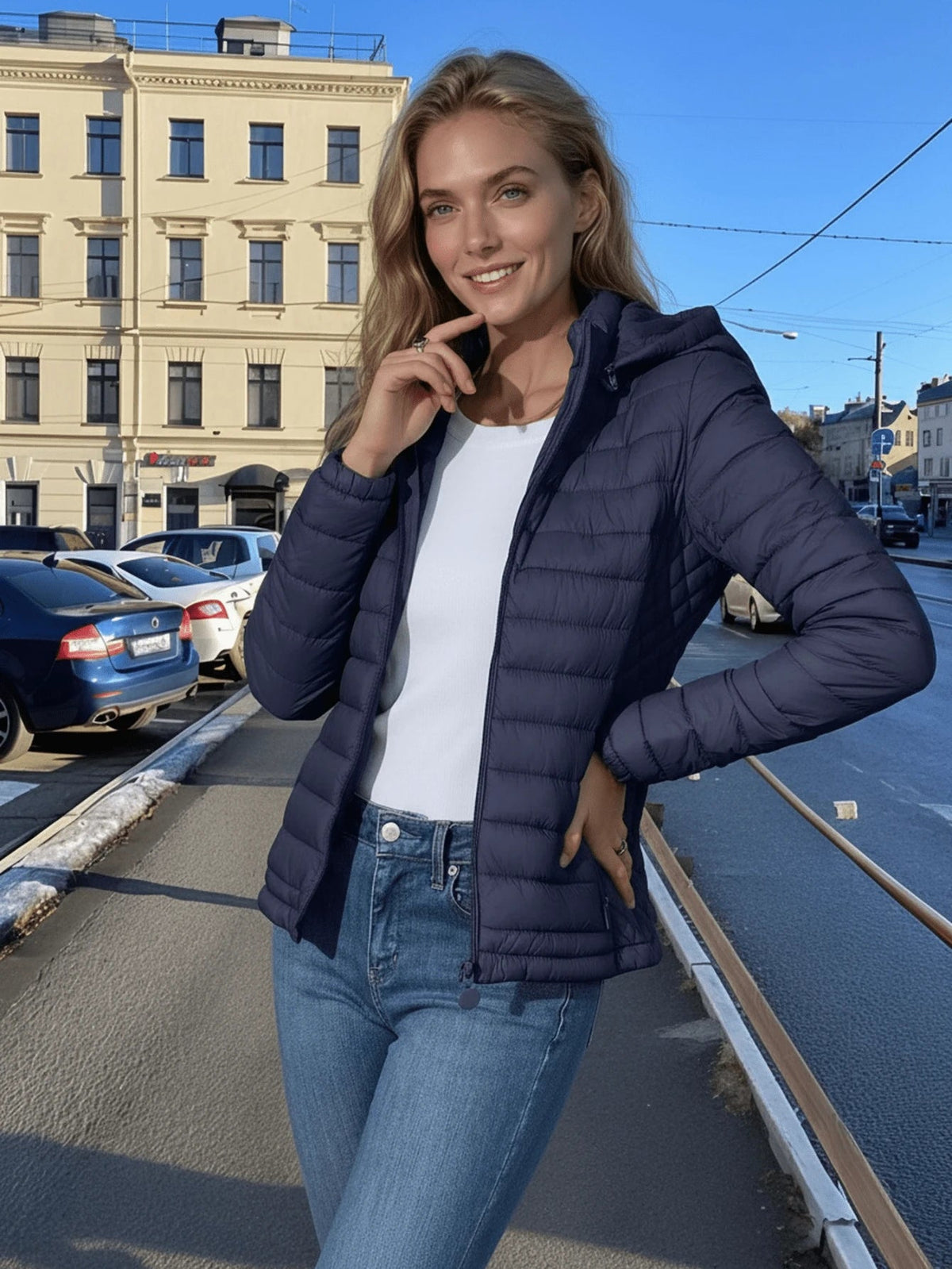 Risissida Women's Minimalist Outdoor Jacket, Suitable For Autumn, With Hood And Pockets, Suitable For Commuting And Casual Wear, Women's Winter Coat Elegant oaklynwear