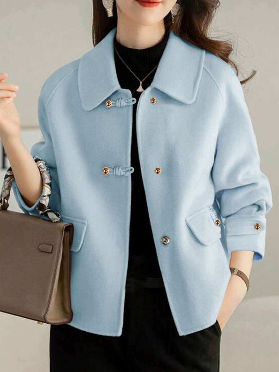 Gemma | Toggle Button Collared Tweed Jacket, Elegant Korean Style Coat oaklynwear