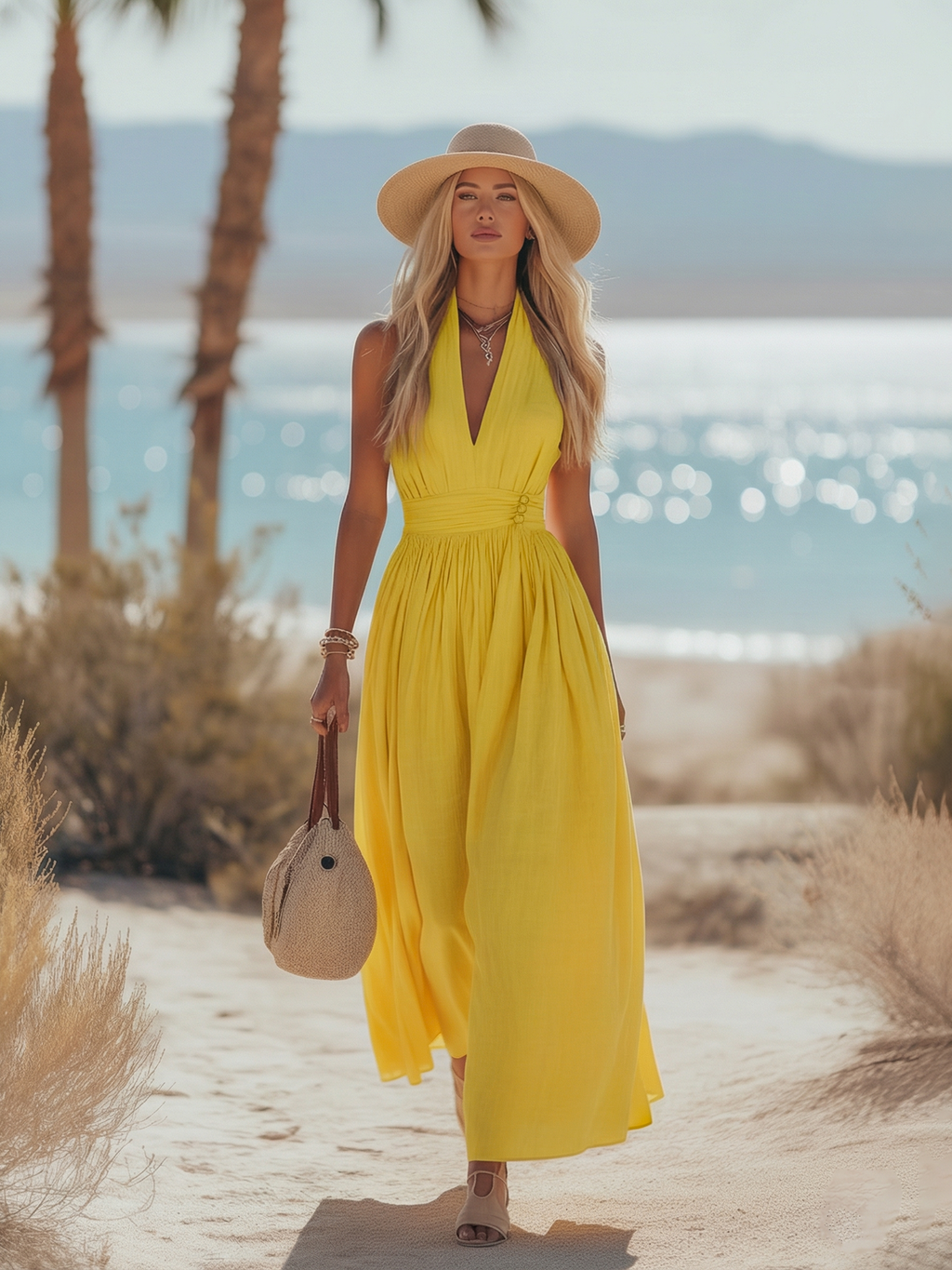 Calista | Boho Linen Halter Dress oaklynwear