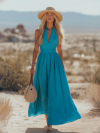 Calista | Boho Linen Halter Dress oaklynwear