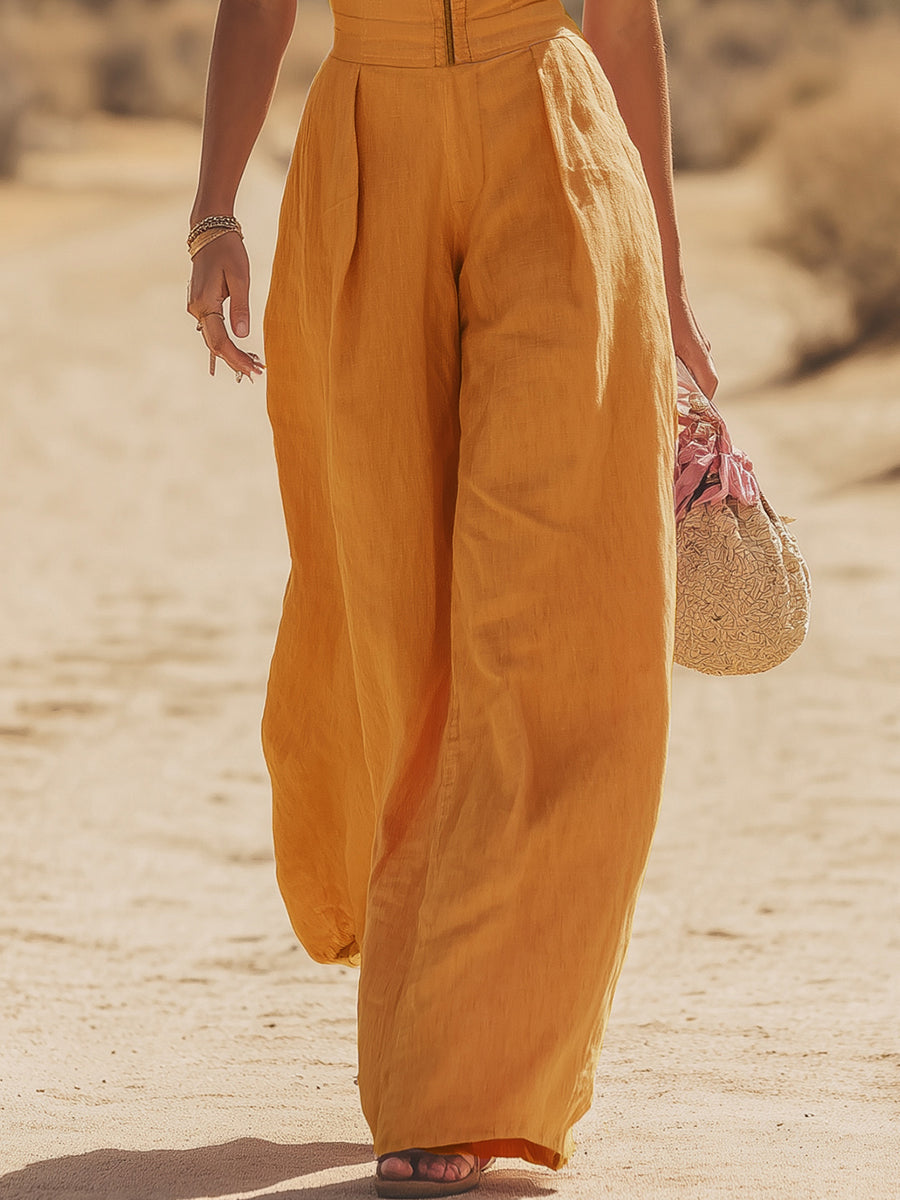 Reva | Boho Western Lapel Linen Jumpsuit oaklynwear