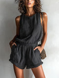 Cleo | Striped Linen Blend Romper oaklynwear
