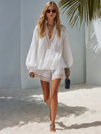 Celeste | Lace Trim Chiffon Top Shorts Set oaklynwear