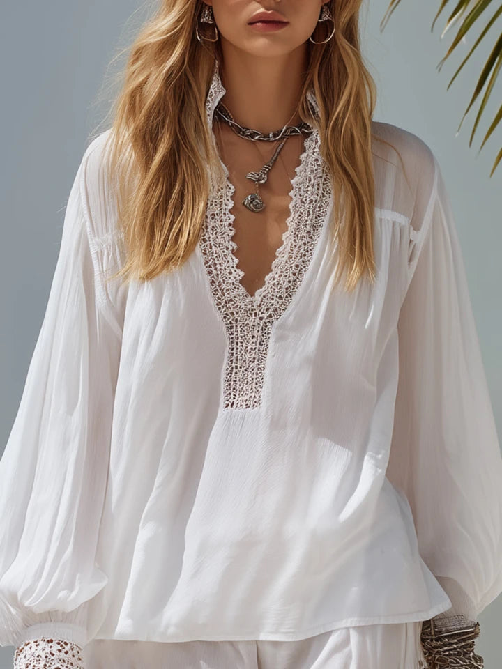 Celeste | Lace Trim Chiffon Top Shorts Set oaklynwear