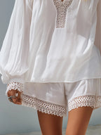 Celeste | Lace Trim Chiffon Top Shorts Set oaklynwear