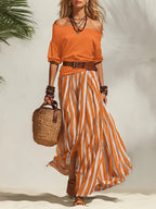 Nautica | Striped Chiffon Skirt Top Set oaklynwear