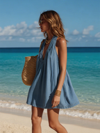 Joelle | Sleeveless A-Line Denim Mini Dress oaklynwear