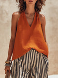 Seville | Orange Top Striped Wide-Leg Pants Set oaklynwear