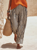 Seville | Orange Top Striped Wide-Leg Pants Set oaklynwear