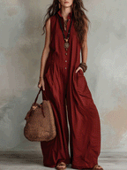 Sienna | Wide-Leg Sleeveless Boho Jumpsuit oaklynwear