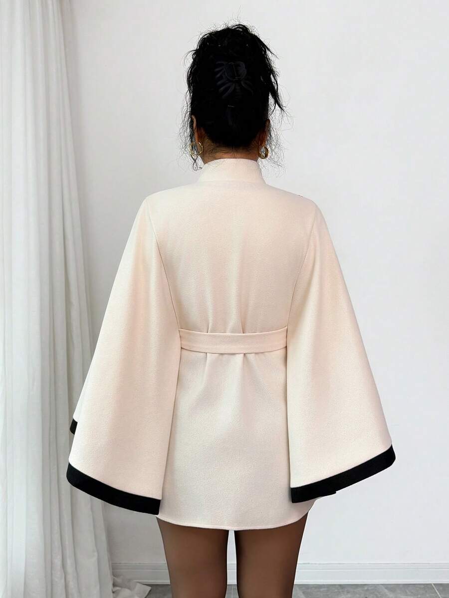 Elsie | Belted Poncho Cape Coat with Flare Sleeves, Elegant Flared Overcoat oaklynwear