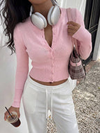 Ashlyn Round Neck Fitted Button Front Cardigan - view 5