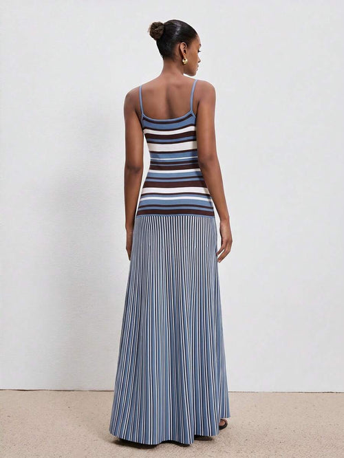 ATUI Studio Women Striped Minimalist Casual Camisole Sweater Dress oaklynwear