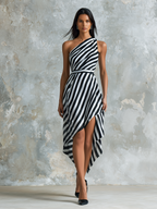Celeste | One-Shoulder Chiffon Midi Dress oaklynwear