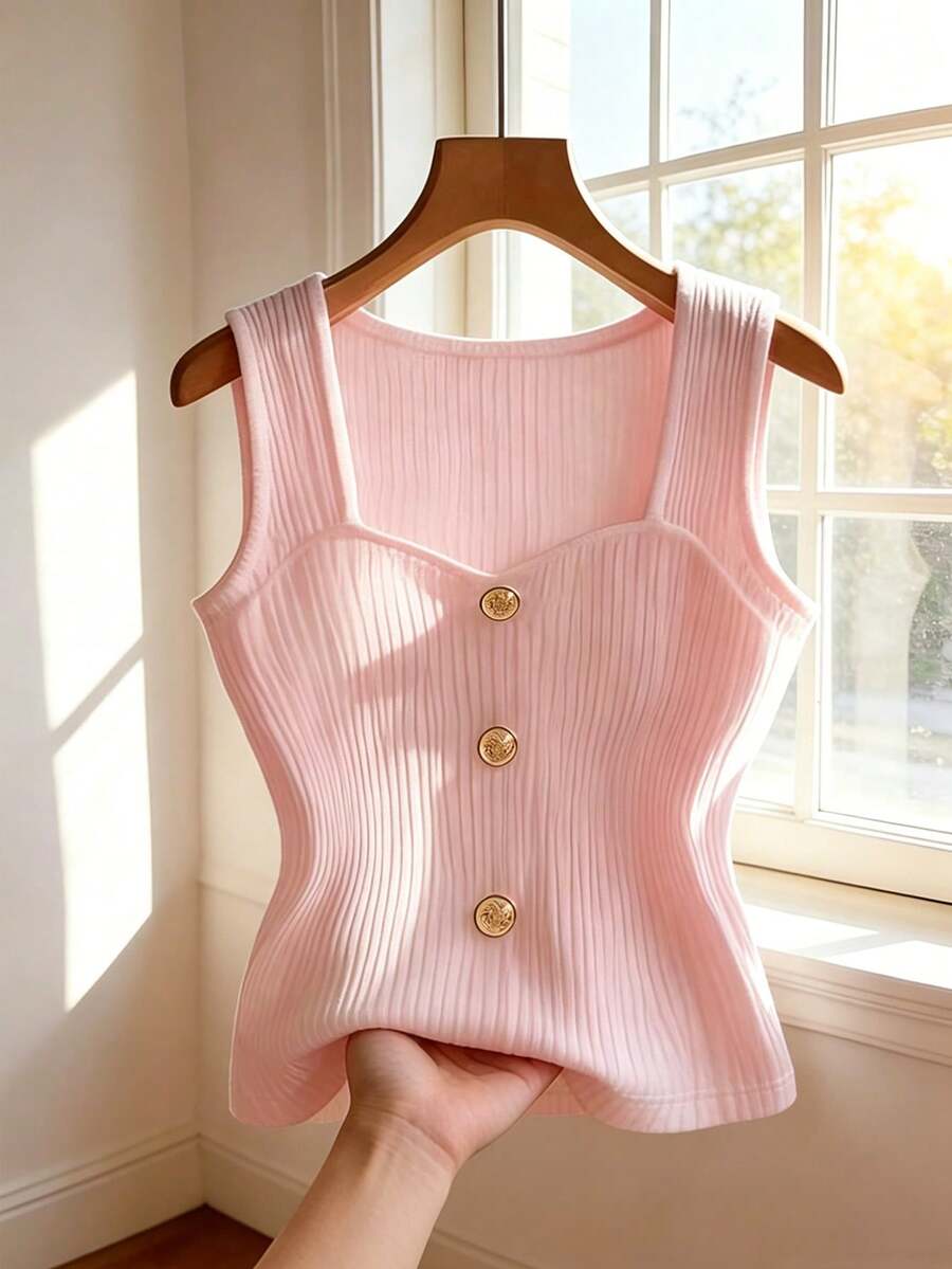 GlowEve CURVE Plus Size Sleeveless Round Neck Front Button Vest oaklynwear