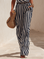 Bohemian One-shoulder Striped Jumpsuit oaklynwear