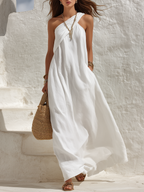 Minimalist Bohemian One-Shoulder Maxi Dress oaklynwear