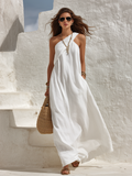 Minimalist Bohemian One-Shoulder Maxi Dress oaklynwear