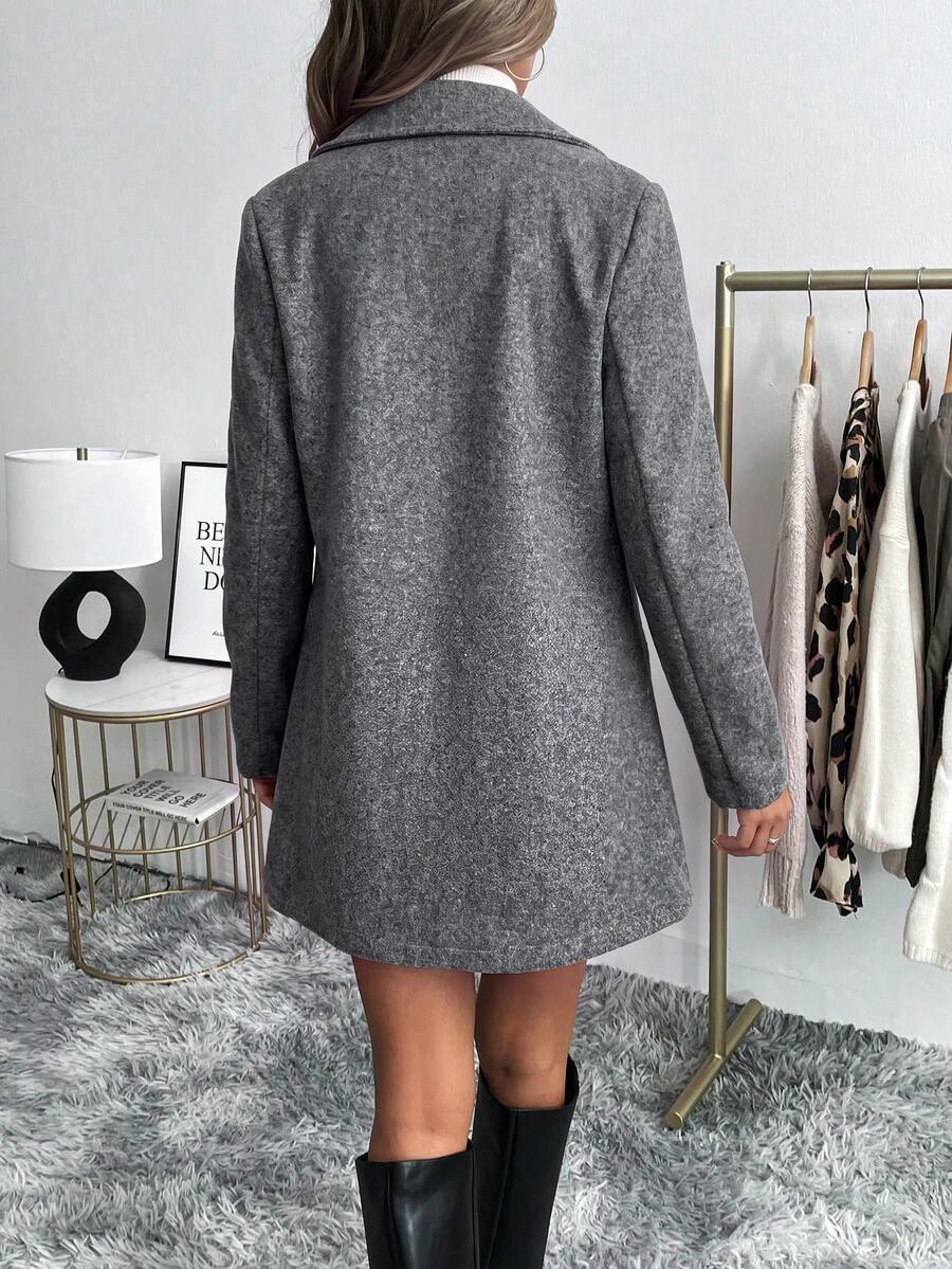 Easowa Beige Casual Business Casual Elegant Minimalist Workwear Office V-Neck Long Sleeve Jacket For Women, Autumn/Winter oaklynwear
