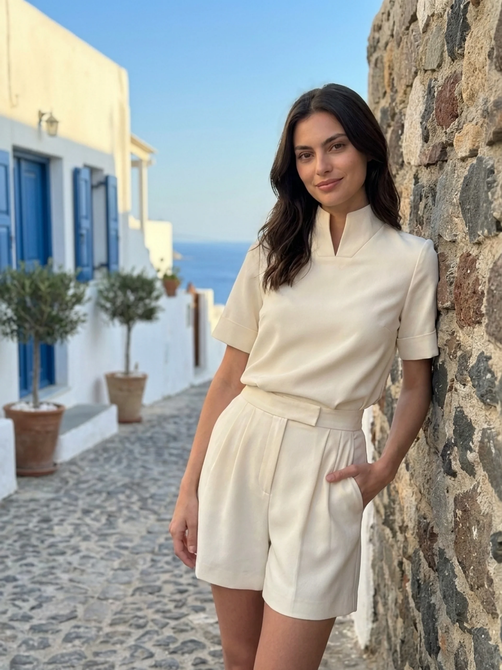Vera | Stand Collar Structured Blouse oaklynwear