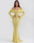 Rebekah | Lace Off-Shoulder Godet Maxi Dress oaklynwear
