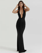 Seraphina | Plunging Halter Ruched Maxi Dress oaklynwear