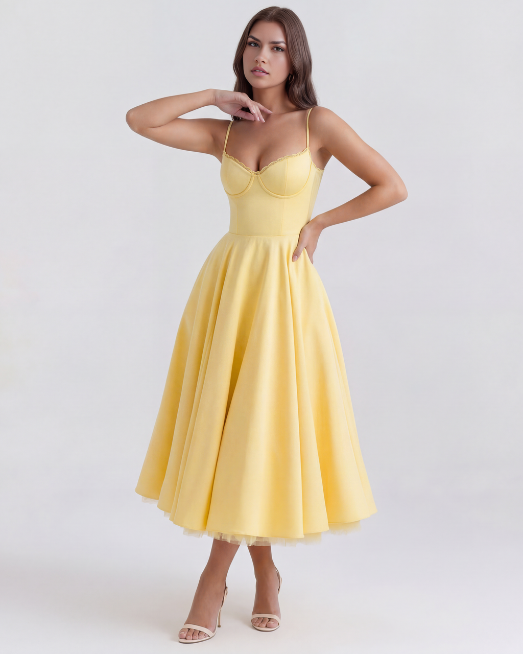 Selene | Tulle Sweetheart Corset Midi Dress oaklynwear