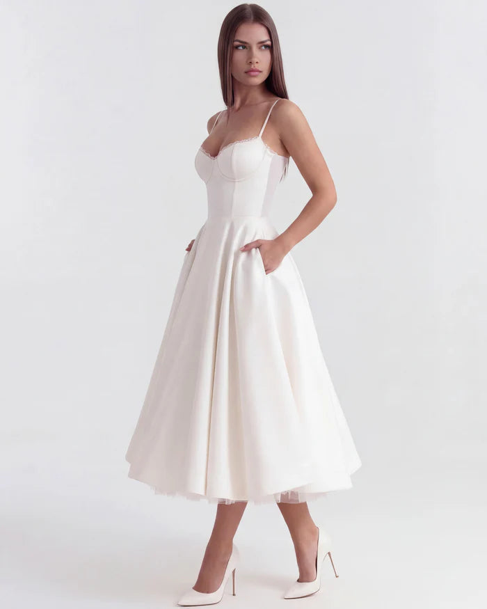Clarisse | Tulle Sweetheart Corset Midi Dress oaklynwear