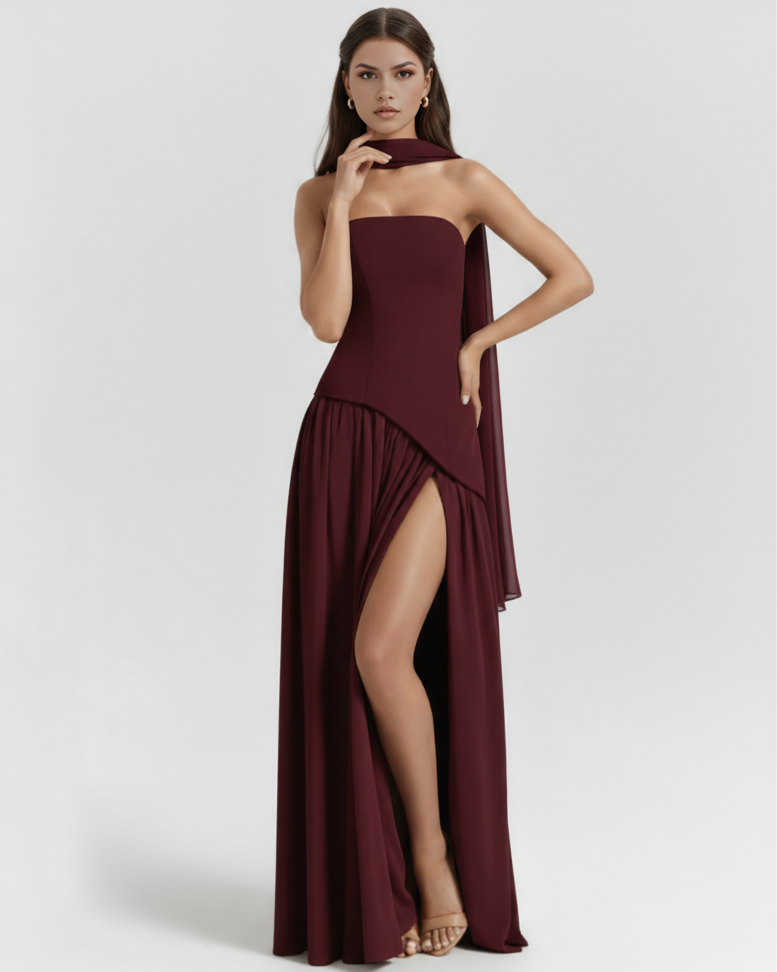 Serena | Lace-Up Corset Chiffon Maxi Dress oaklynwear