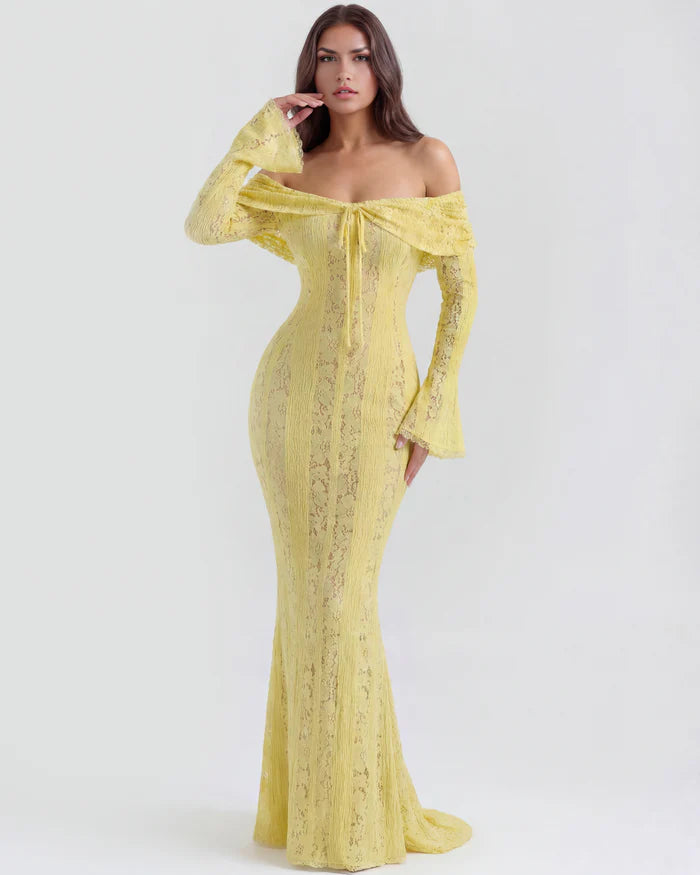 Rebekah | Lace Off-Shoulder Godet Maxi Dress oaklynwear